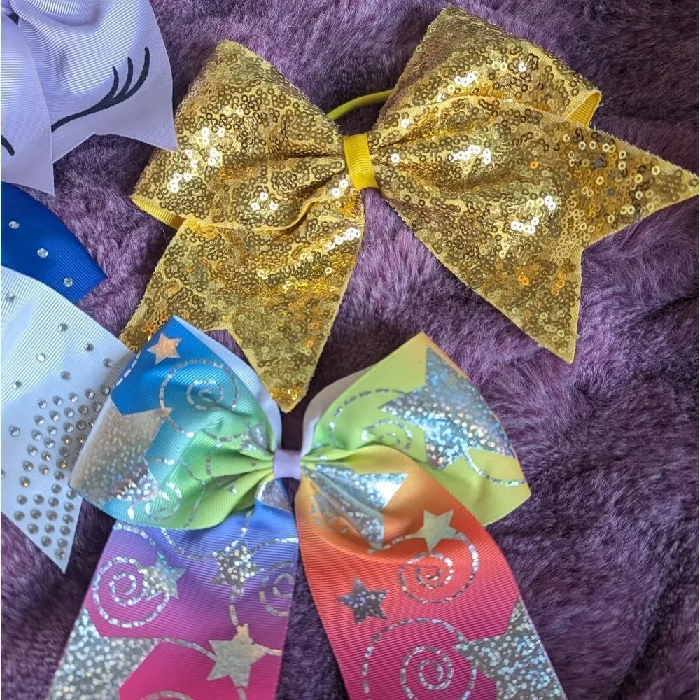 Colorful Bow Set with Glitter and Rhinestones
